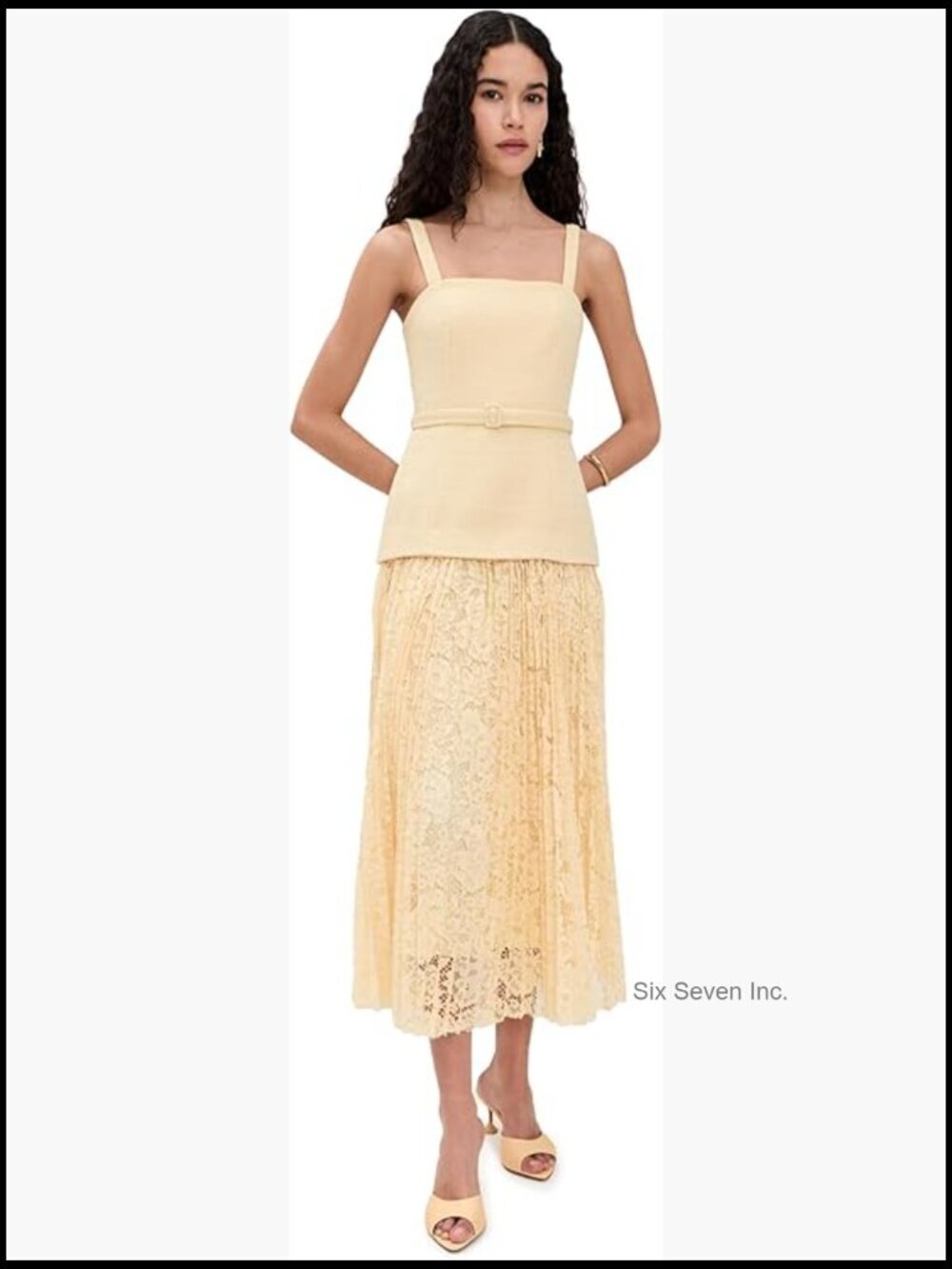 Mixed Media Tweed Maxi Dress with Lace Skirt